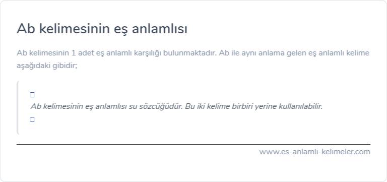 Ab kelimesinin eş anlamı