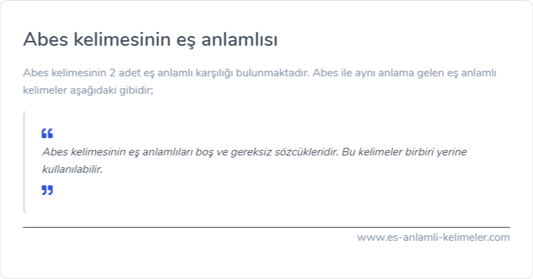 Abes kelimesinin es anlami