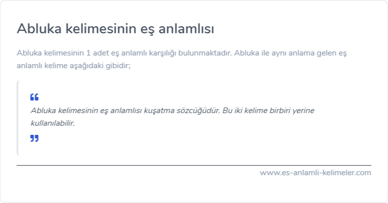 Abluka kelimesinin eş anlamı nedir?