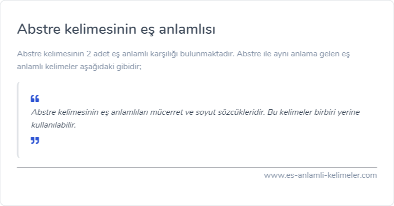 Abstre kelimesinin eş anlamlısı