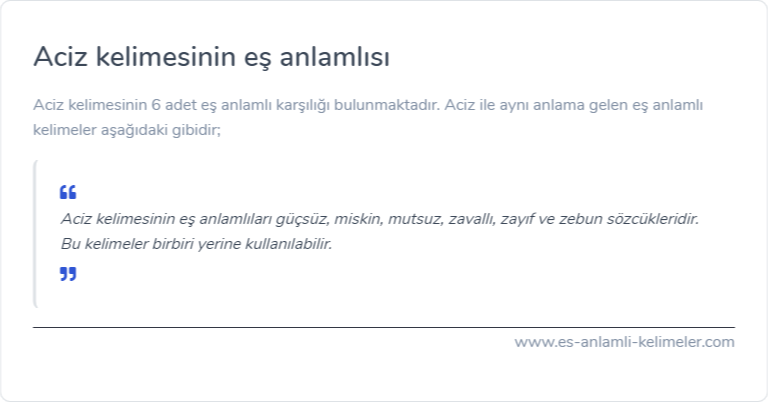 Aciz kelimesinin es anlamlisi