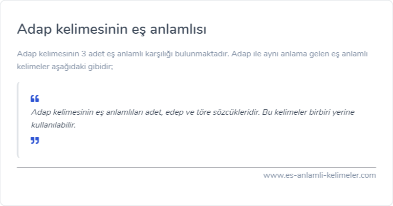 Adap eş anlamlısı