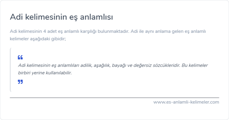 Adi eş anlamlısı nedir?