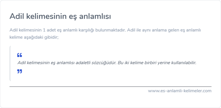 Adil kelimesinin eş anlamı