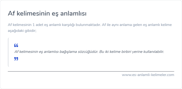 Af kelimesinin es anlamlisi nedir