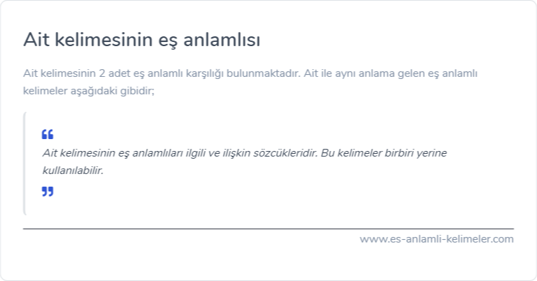 Ait eş anlamı ne?