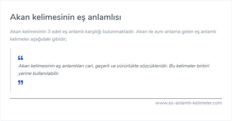 Akan kelimesinin eş anlamı