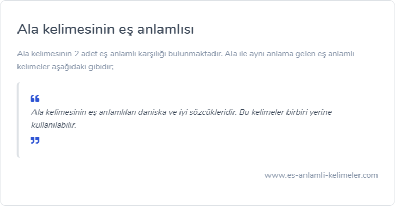 Ala kelimesinin eş anlamı ne?