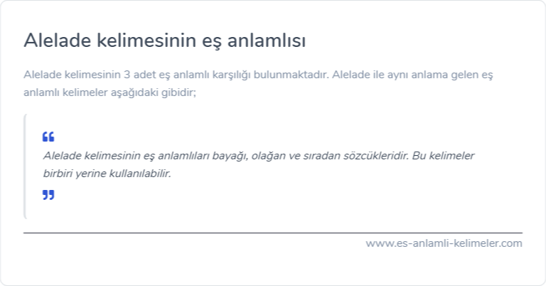 Alelade es anlamlisi nedir?