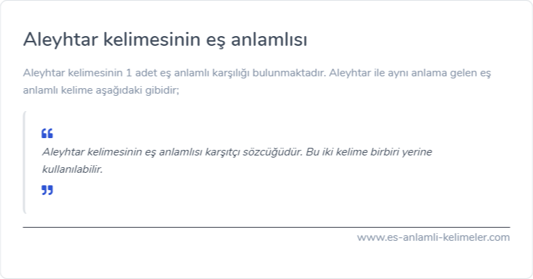 Aleyhtar es anlamlisi ne?