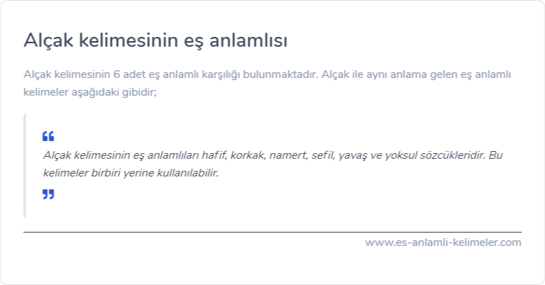 Alçak eş anlamlısı nedir?