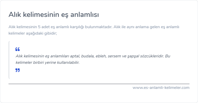 Alık kelimesinin eş anlamı