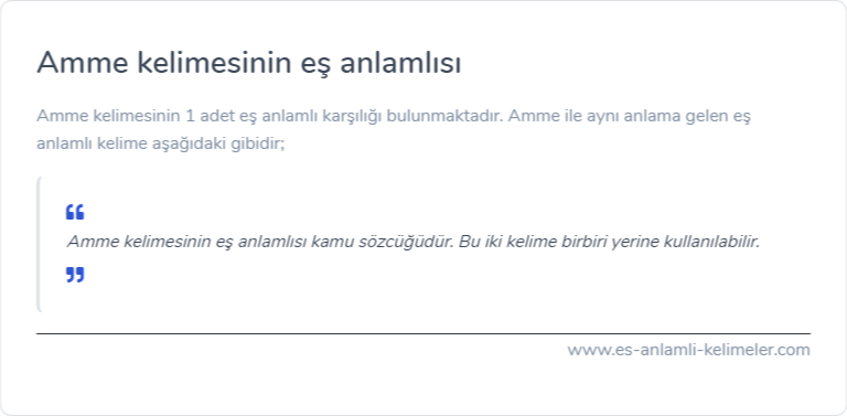 Amme kelimesinin eş anlamlısı nedir?