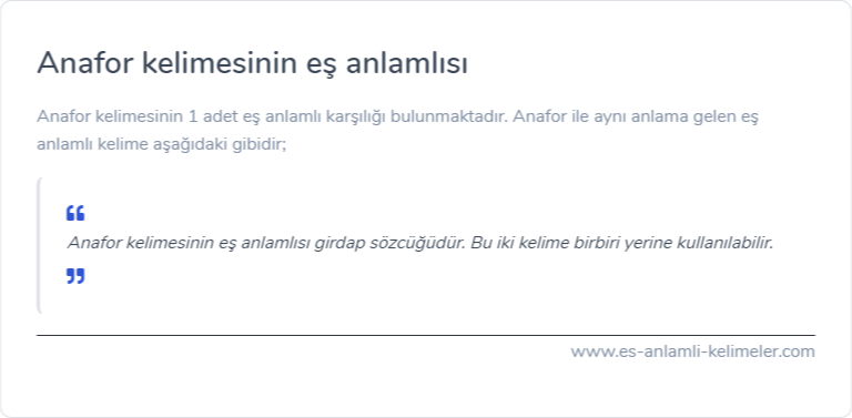 Anafor es anlamlisi nedir?