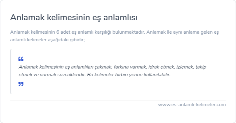 Anlamak es anlami nedir?