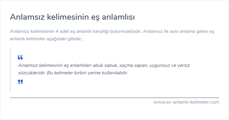 Anlamsız eş anlamı nedir?