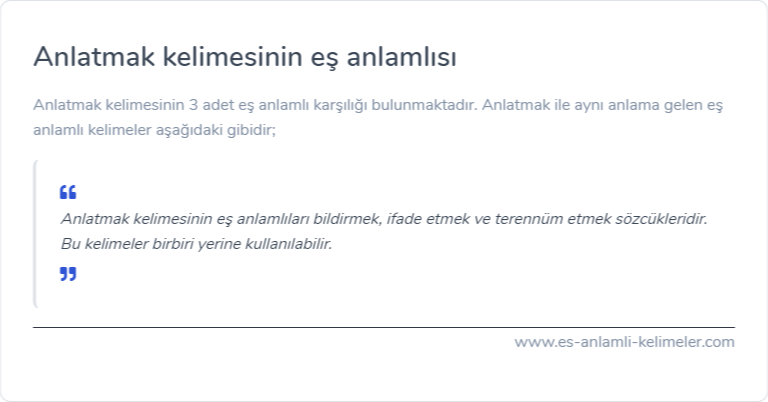 Anlatmak es anlami ne?