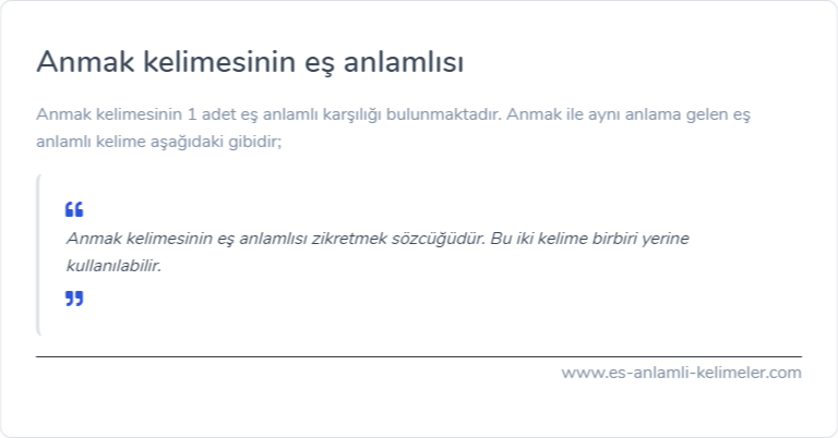 Anmak es anlamlisi nedir?