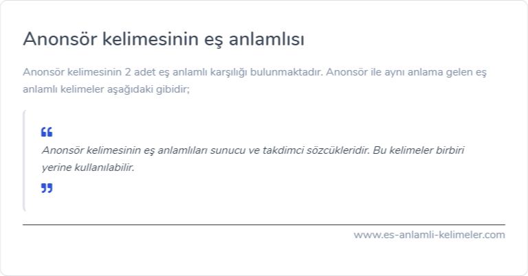 Anonsör es anlamlisi nedir?