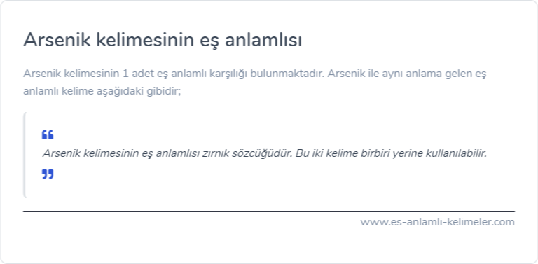 Arsenik eş anlamı nedir?