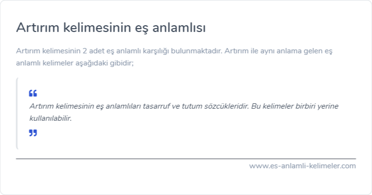 Artırım kelimesinin es anlamlisi ne