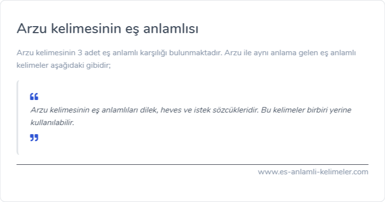 Arzu kelimesinin es anlami