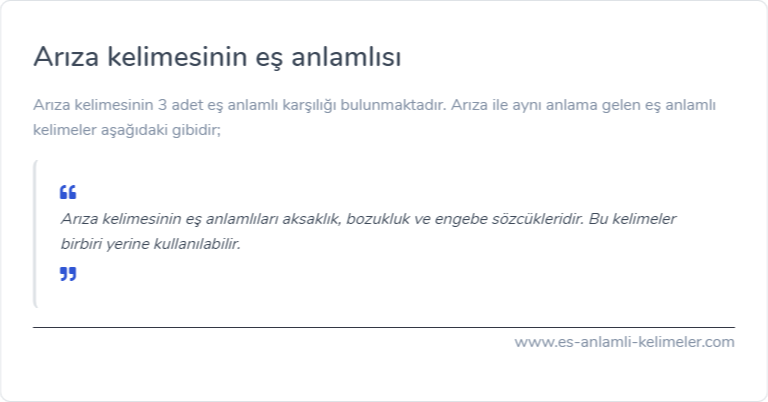 Arıza es anlamlisi