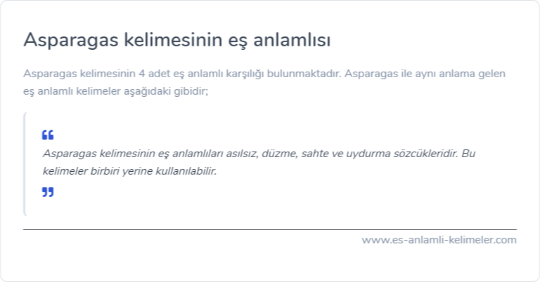 Asparagas kelimesinin es anlamlisi