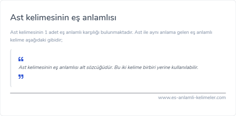 Ast kelimesinin es anlamlisi