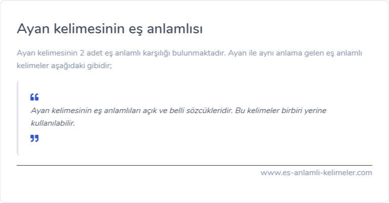 Ayan kelimesinin eş anlamı