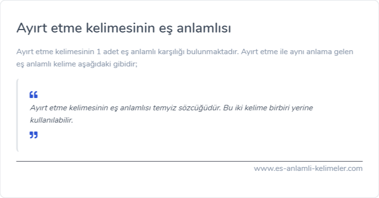 Ayırt etme eş anlamı