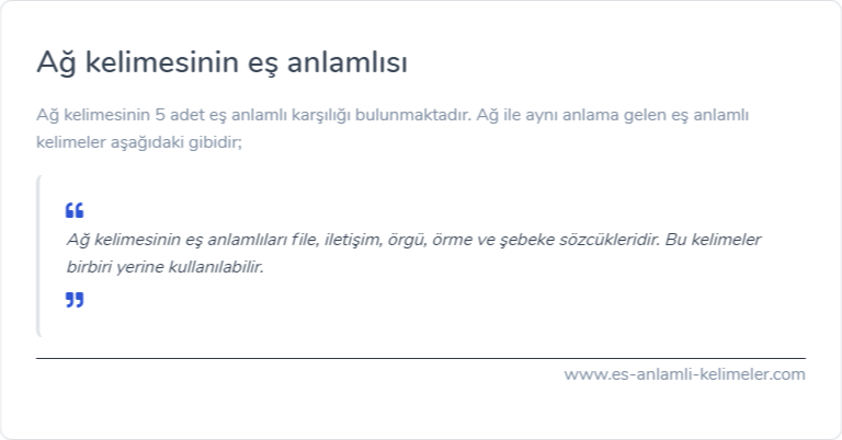 Ağ eş anlamlısı ne?