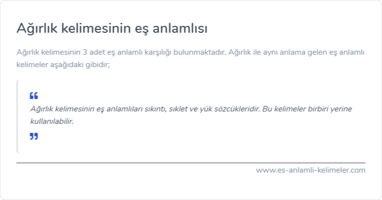 Ağırlık eş anlamı nedir?