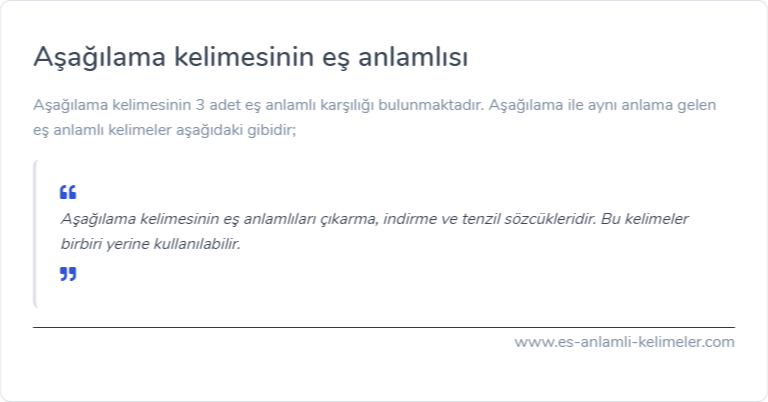 Aşağılama kelimesinin eş anlamı nedir?