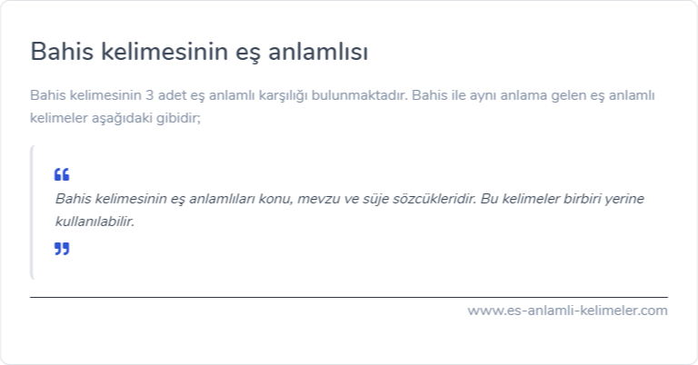 Bahis es anlamlisi nedir?