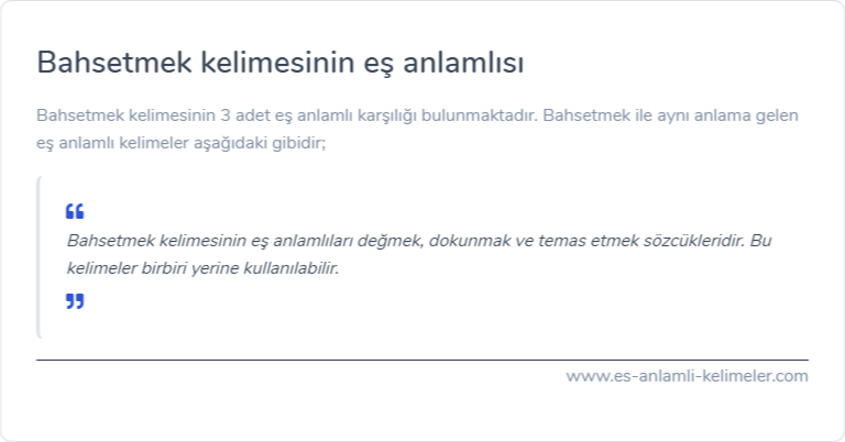 Bahsetmek kelimesinin eş anlamlısı