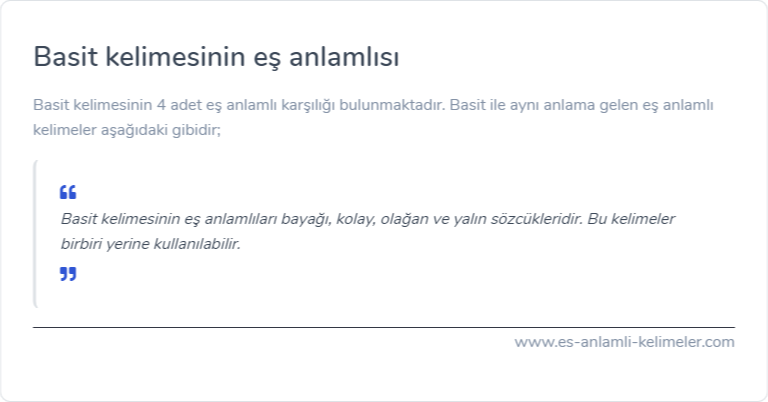 Basit eş anlamlısı ne?