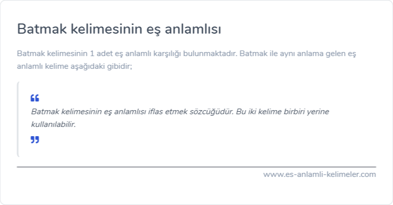 Batmak kelimesinin eş anlamlısı ne?