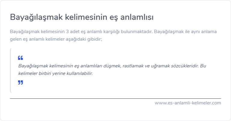 Bayağılaşmak es anlamlisi