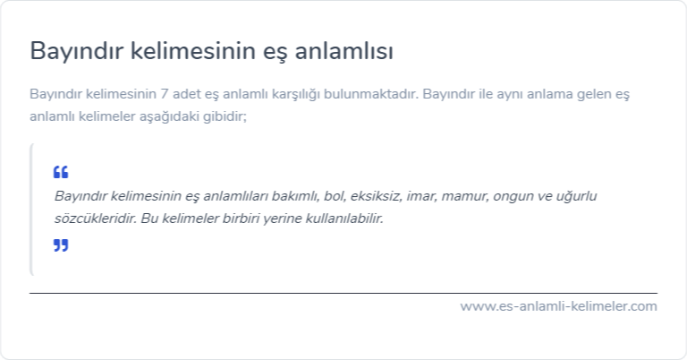 Bayındır eş anlamlısı