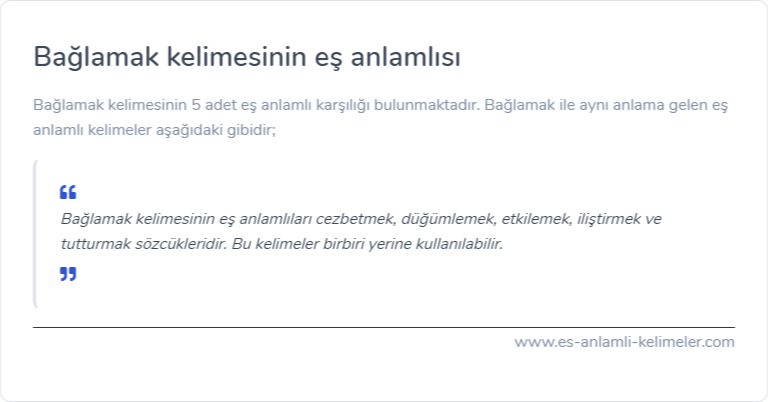 Bağlamak kelimesinin es anlamlisi