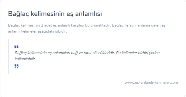 Bağlaç es anlamlisi nedir?