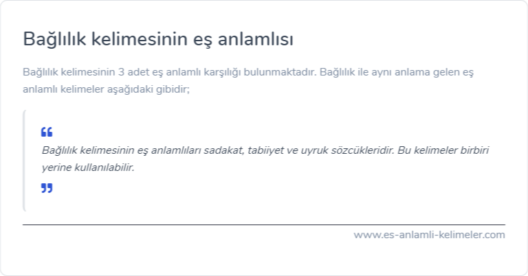 Bağlılık es anlamlisi