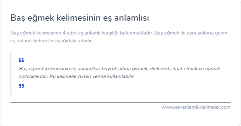 Baş eğmek kelimesinin eş anlamı ne?