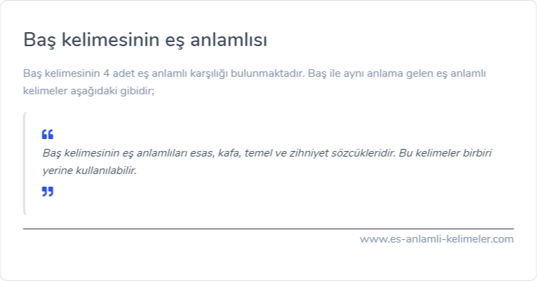 Baş es anlamlisi ne?