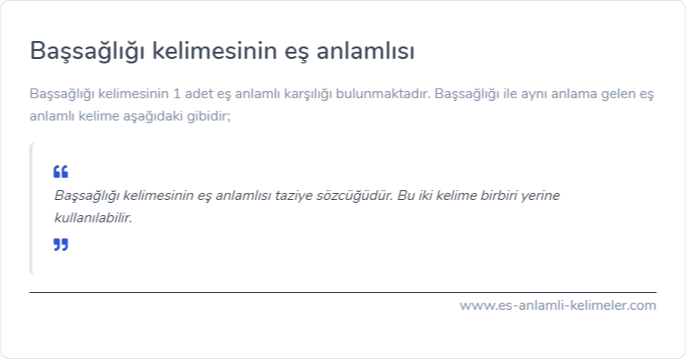 Başsağlığı eş anlamlısı