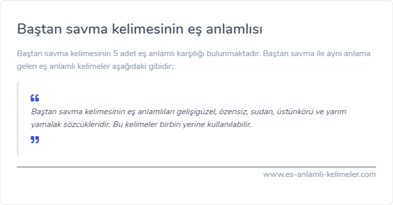 Baştan savma kelimesinin es anlami nedir?