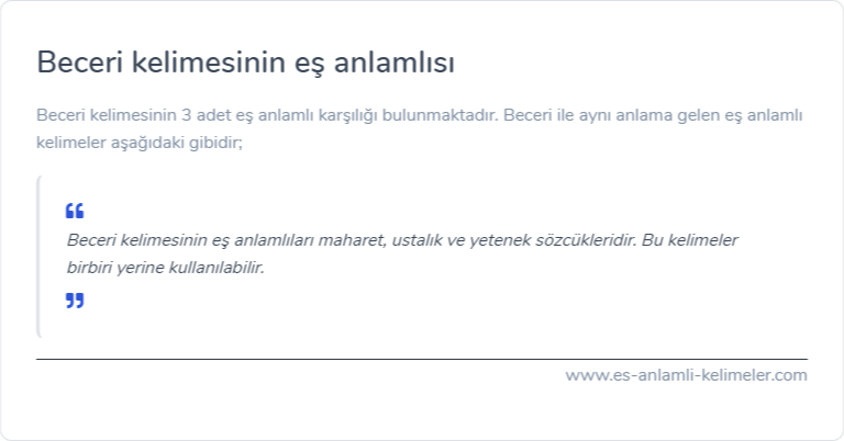 Beceri eş anlamlısı