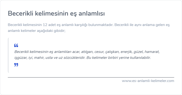 Becerikli eş anlamlısı ne?