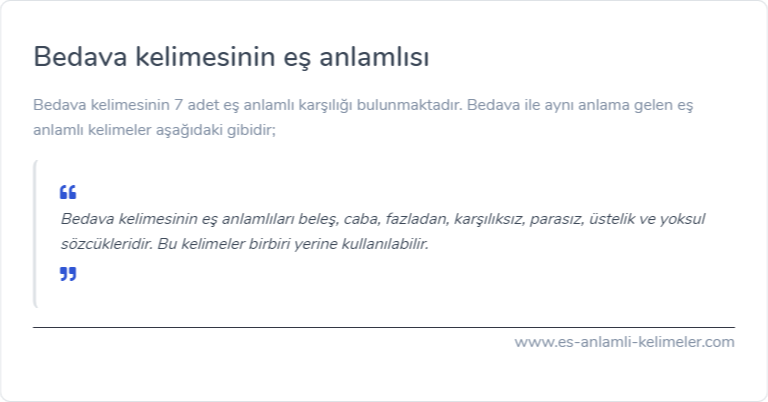 Bedava es anlamlisi nedir?